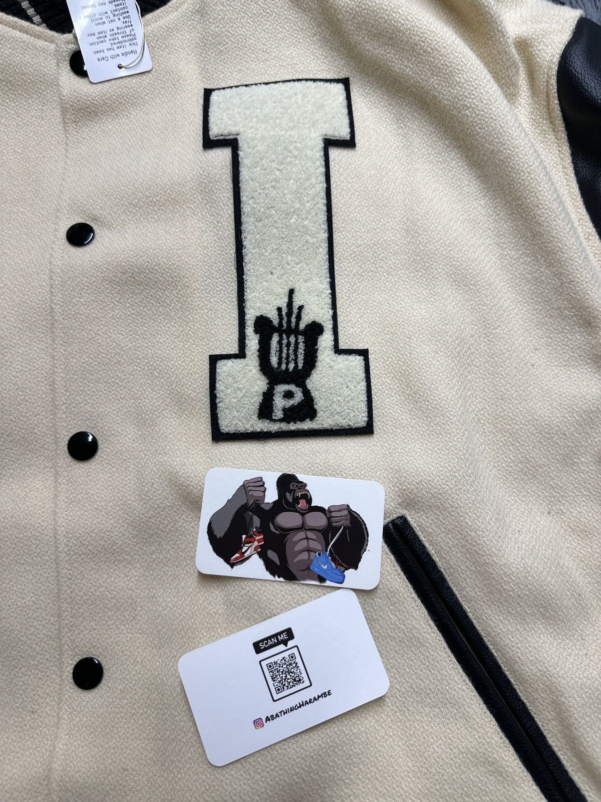 Kapital Kapital I-FIVE Varsity Cream Wool Bomber Jacket Size US L / EU 52-54 / 3 - 4 Thumbnail