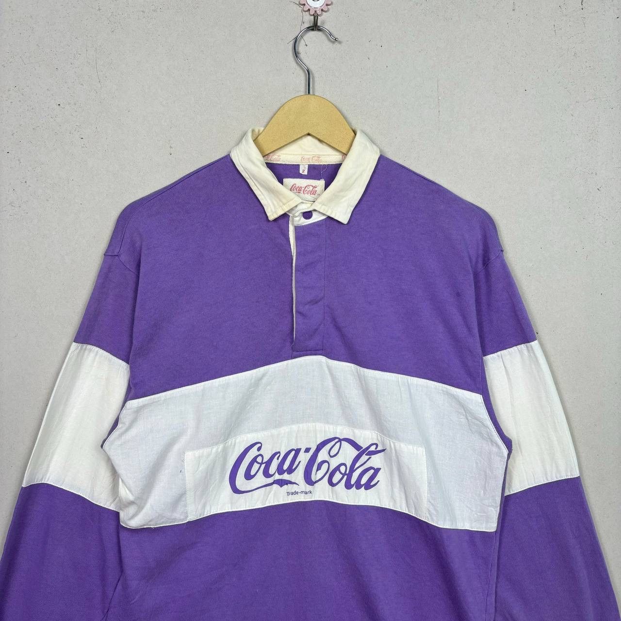 Coca Cola Vintage 90s Coca Cola Purple White Rugby Polo Shirt M Size US M / EU 48-50 / 2 - 3 Thumbnail