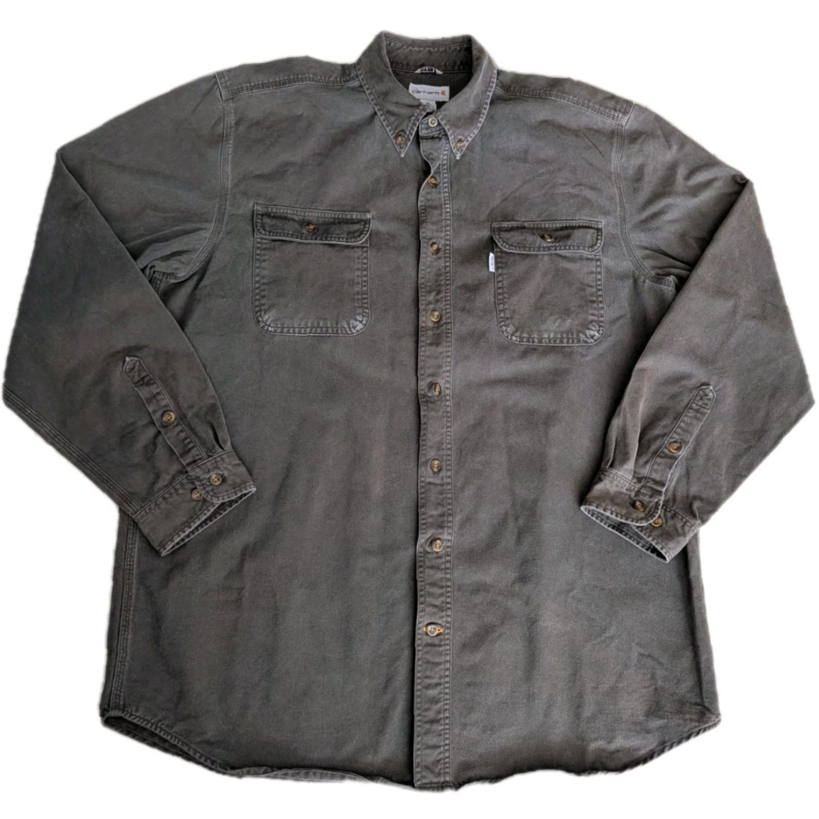 Carhartt VINTAGE Carhartt Button-Up Shirt Mens XL Tall Moss Green Canvas Workwear S09 MOS Size US XL / EU 56 / 4 - 2 Thumbnail