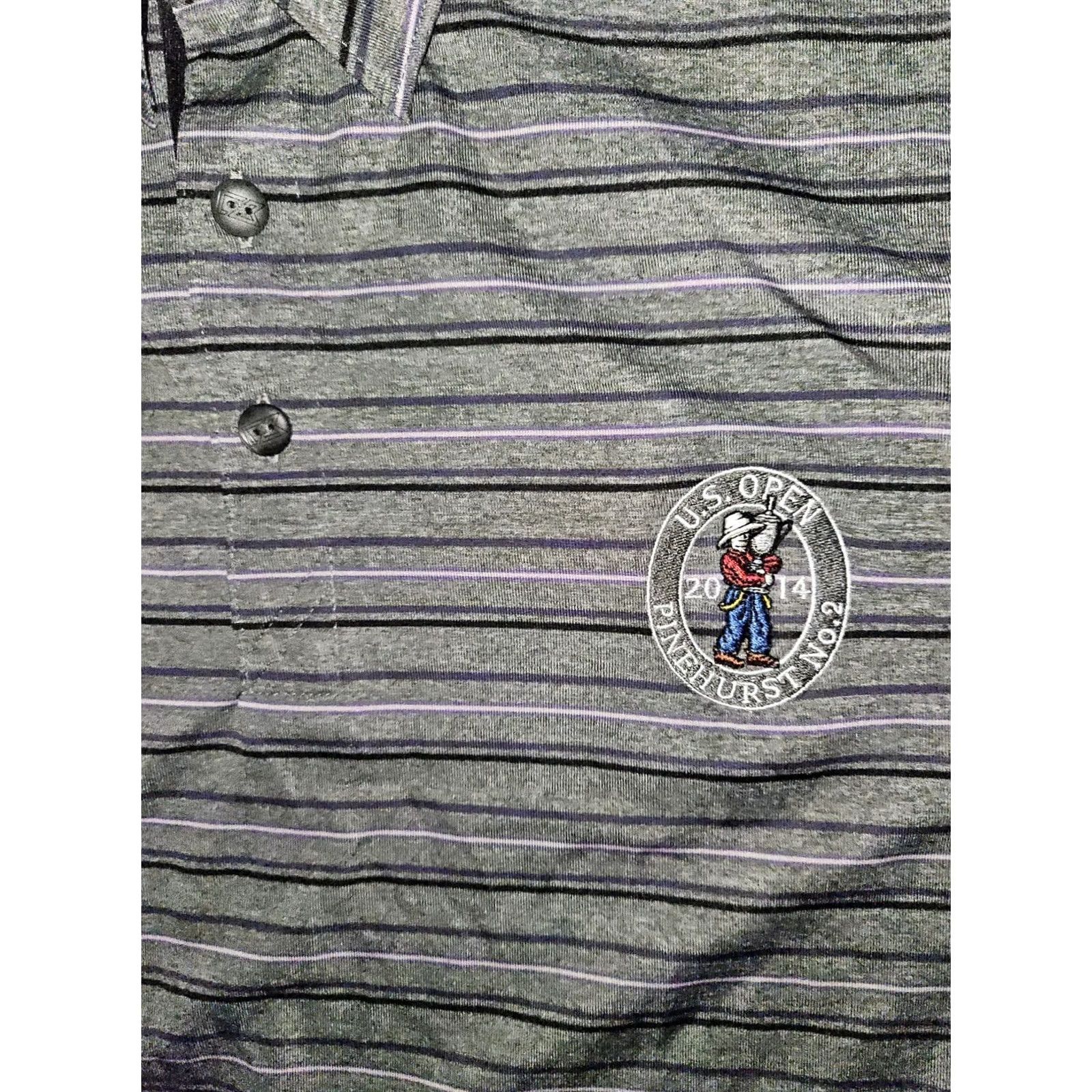 Cutter & Buck Cutter & Buck Polo Shirt Men's Large Striped DryTec Gray Embroidered Logo 2014 Pinehurst Shirt Sports Preppy Casual Mens Size US L / EU 52-54 / 3 - 5 Thumbnail