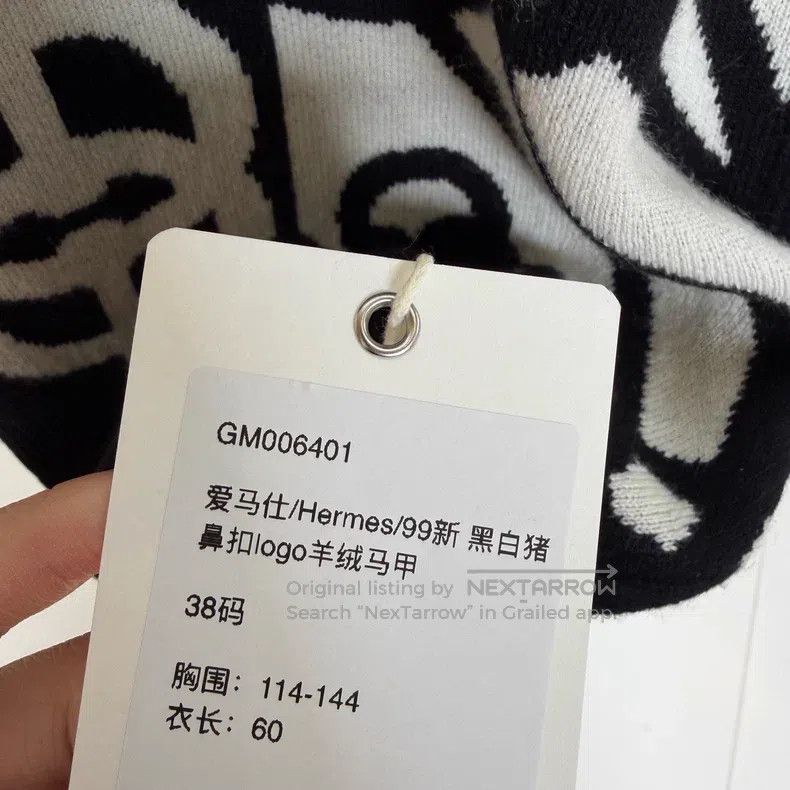 Hermes Hermes Black and White Pig Nose扣logo Cashmere Vest Size XS / US 0-2 / IT 36-38 - 6 Thumbnail