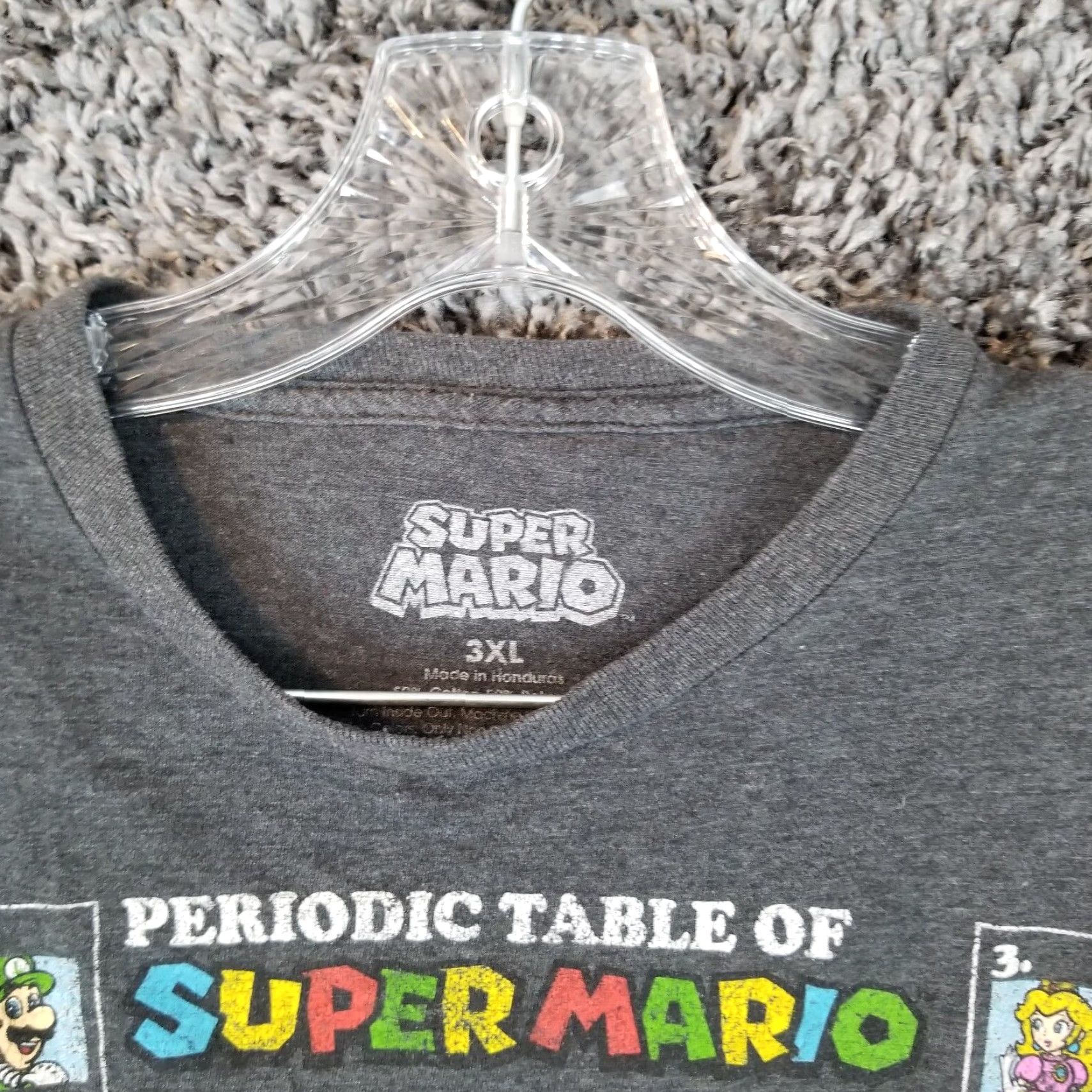 Vintage Super Mario Tee Mens 3XL Gray Graphic Tee Periodic Table Of Super Mario Size US XXL / EU 58 / 5 - 5 Thumbnail