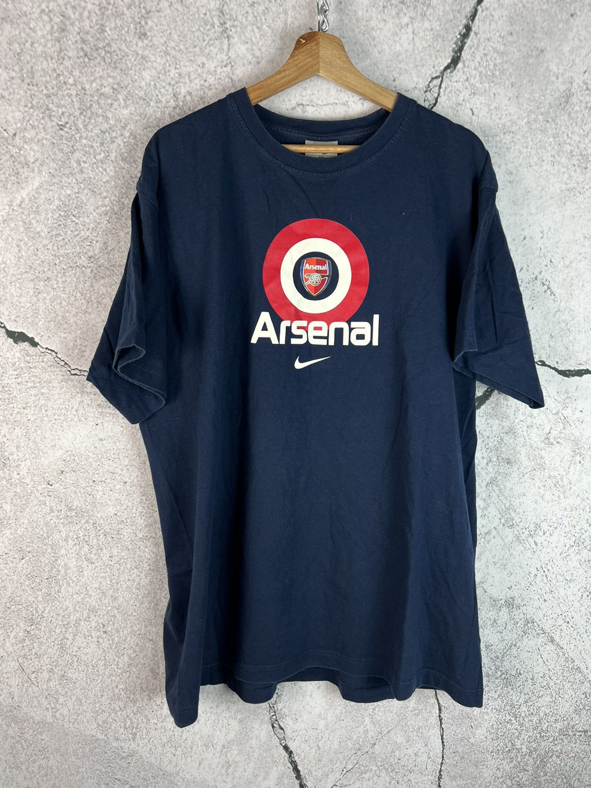 Nike Center Swoosh Nike 90s Vintage Arsenal Striped T Shirt Size US XXL / EU 58 / 5 - 1 Thumbnail