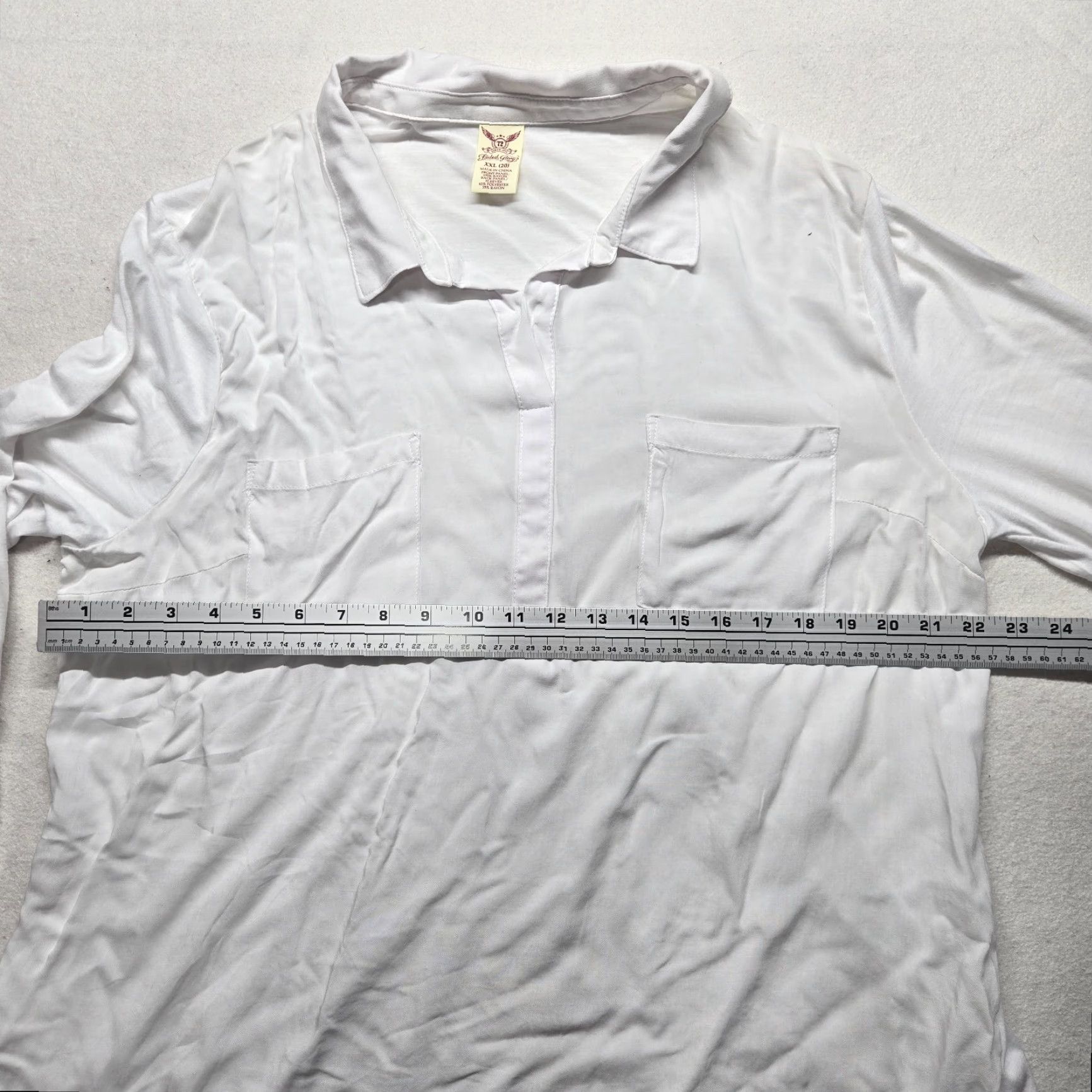 Faded Glory Faded Glory Shirt Blouse Solid White Long Sleeve Button Collared Pocket 2XL Plus Womens Size 3XL / US 20-22 - 4 Thumbnail