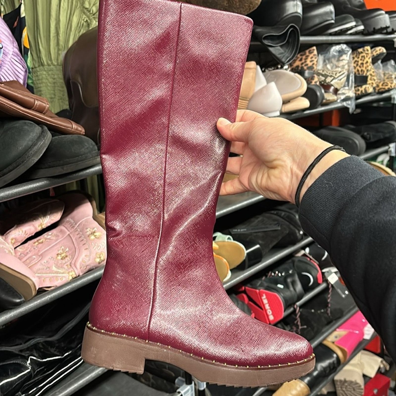Other NEW Sz 5 FitFlop Mari Safferano Knee-High Zip Burgundy Boots Size US 5 / IT 35 - 5 Thumbnail