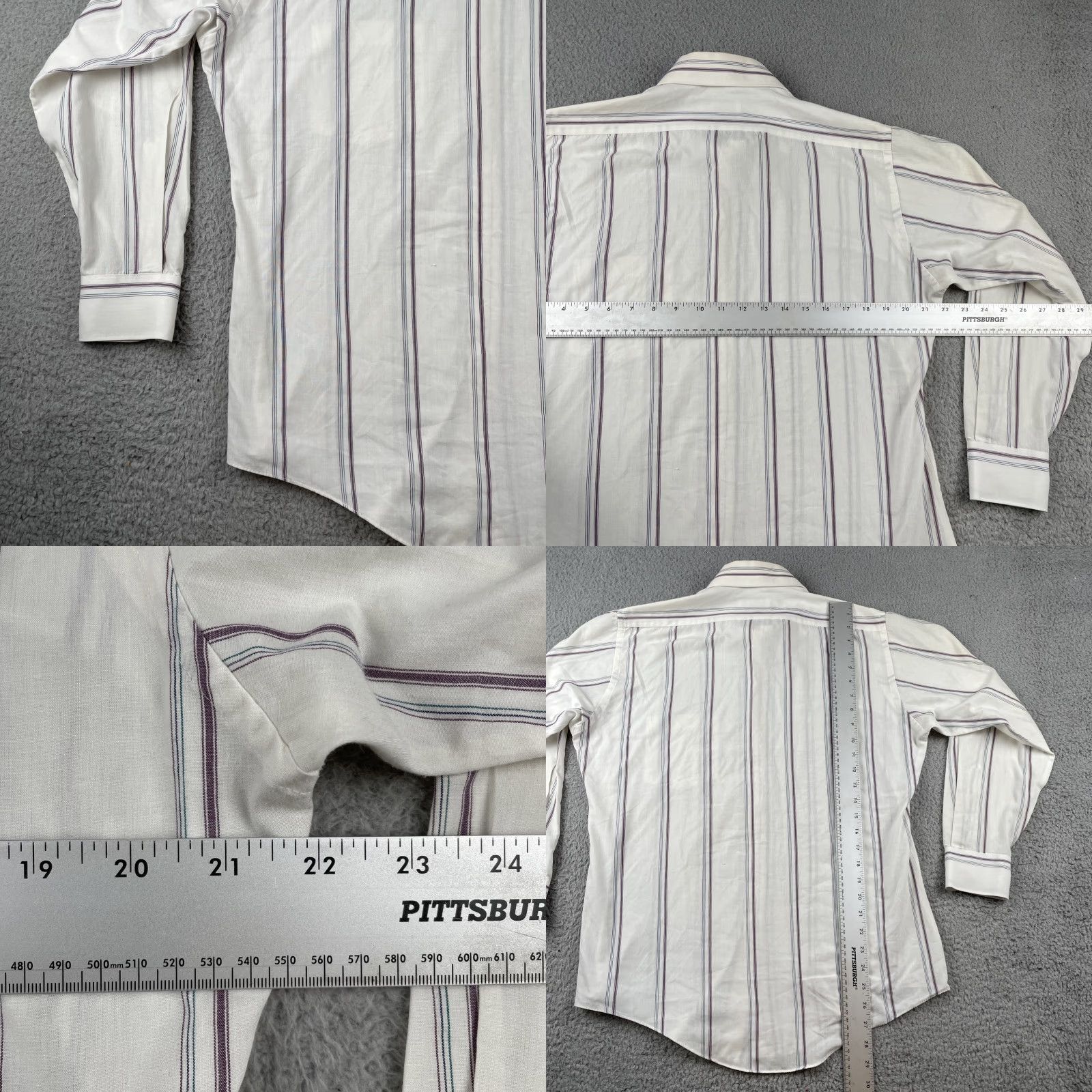Vintage VINTAGE Ketch Long Sleeve Button Shirt White Vertical Purple Stripes 15.5 Large Shirt Mens Vintage Size US L / EU 52-54 / 3 - 9 Thumbnail
