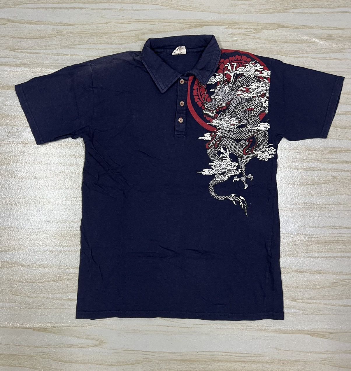 Other Dragon Red Circular Pattern Floral Motif Art Polo Shirt Size US M / EU 48-50 / 2 - 1 Thumbnail