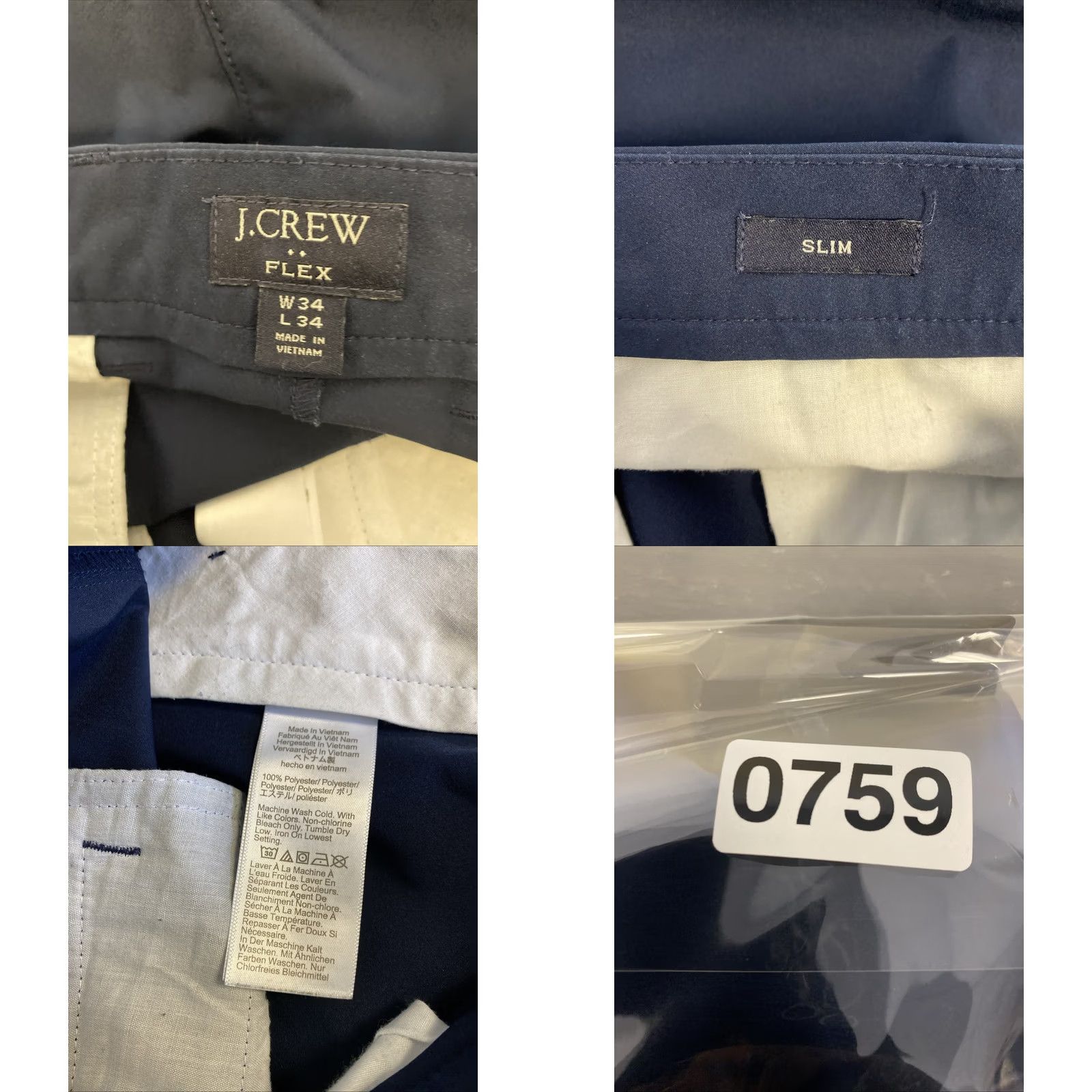 J.Crew J.CREW Chino Pants Mens 34x34 Navy Blue 100% Cotton Preppy Golf/0759 Pants Regular Blue Mens Size US 34 / EU 50 - 8 Thumbnail