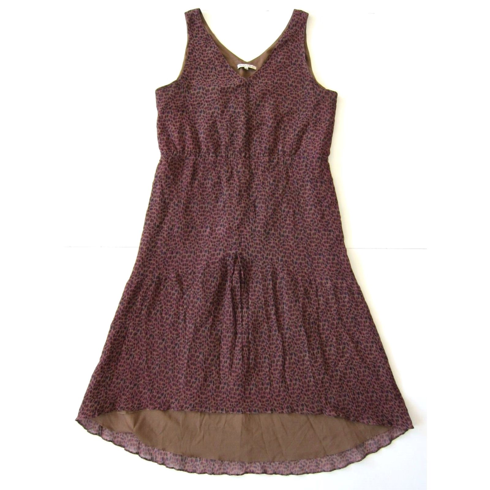 Vintage VINTAGE Broadway & Broome Madewell Brown Purple Silk Empire Tank Sun Sheath Dress 10 Size L / US 10 / IT 46 - 2 Thumbnail