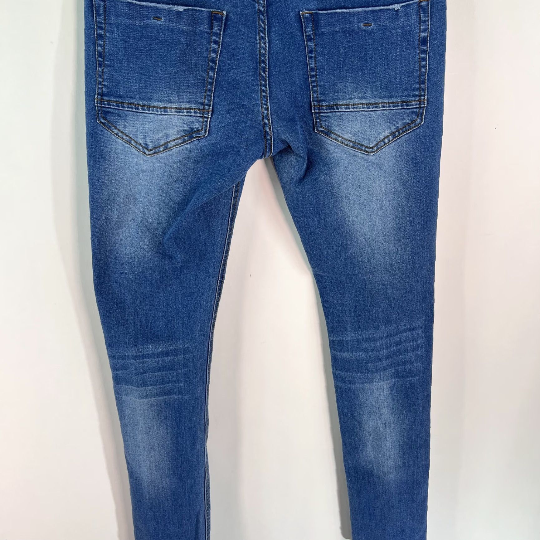 Denime Vassari Jeans Mens Low Rise Distressed Skinny Blue Denim 30x31 5-Pocket Regular Inseam 31 Vintage No Size US 30 / EU 46 - 6 Thumbnail