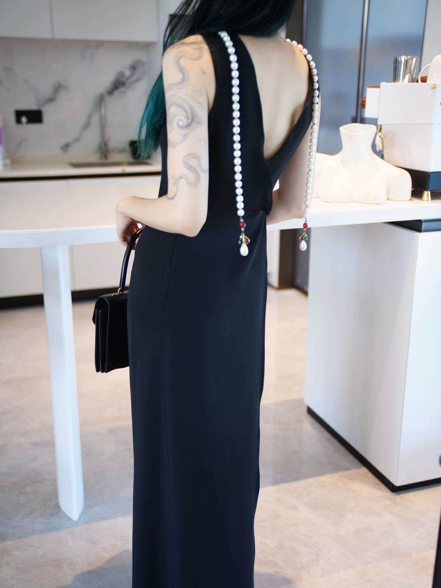 Armani Armani Vintage Black Deep V Open Back Tailored Gown Women's Size S / US 4 / IT 40 - 2 Thumbnail
