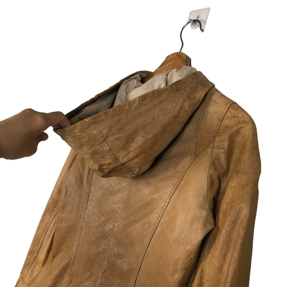 Vintage 🔥CROPPED BIKER LEATHER JACKET ZIPPER RARE Size US XS / EU 42 / 0 - 11 Thumbnail