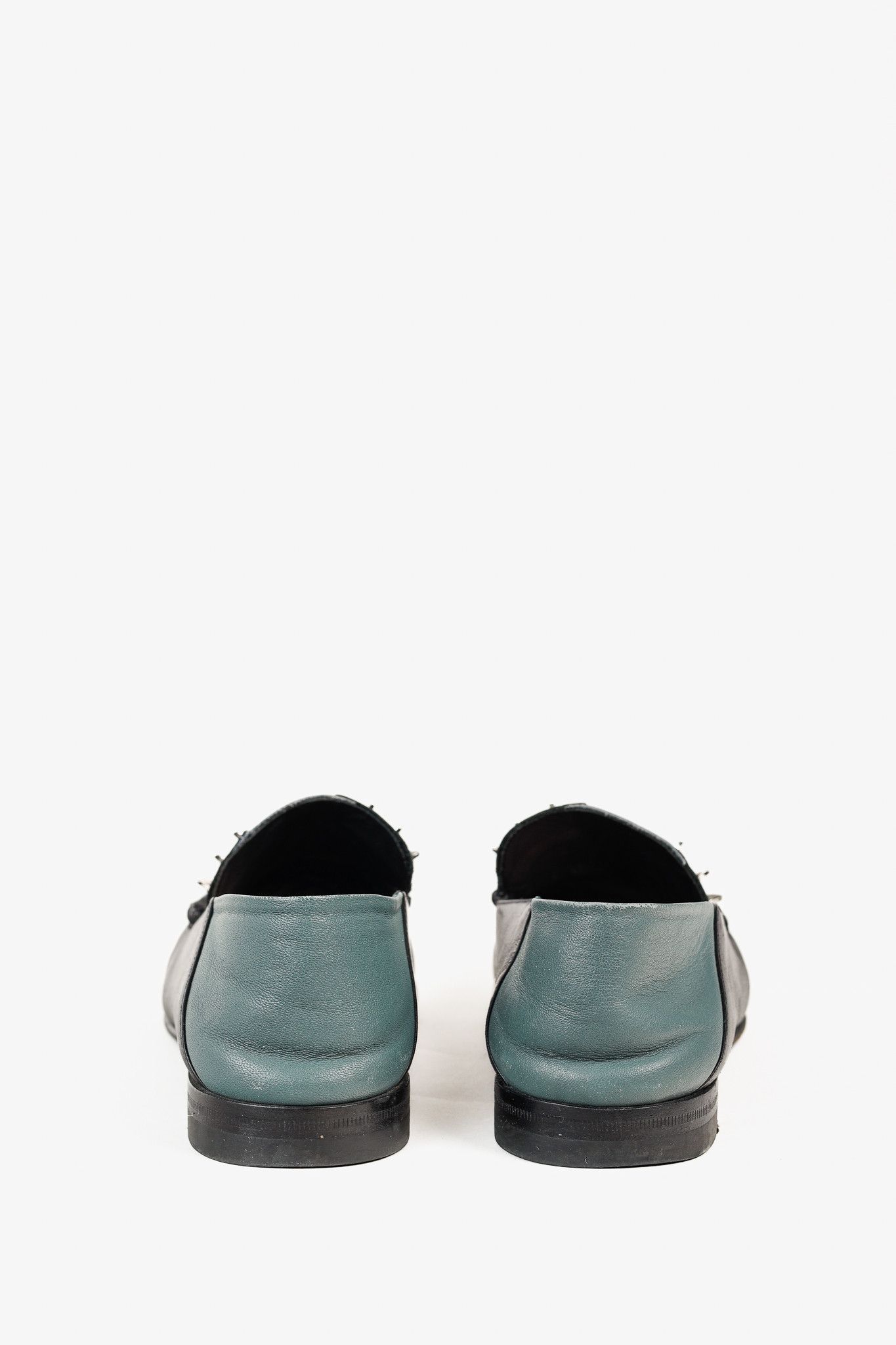 Fendi Fendi Monster Thunderbolt Eye Black Silver Studded Loafers Size US 5.5 / IT 35.5 - 3 Thumbnail