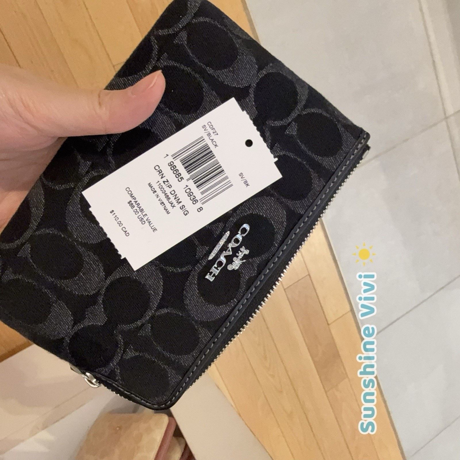 Coach NWT Coach Corner Zip Wristlet Denim CDF27 denim/Silver/Black Size ONE SIZE - 6 Thumbnail