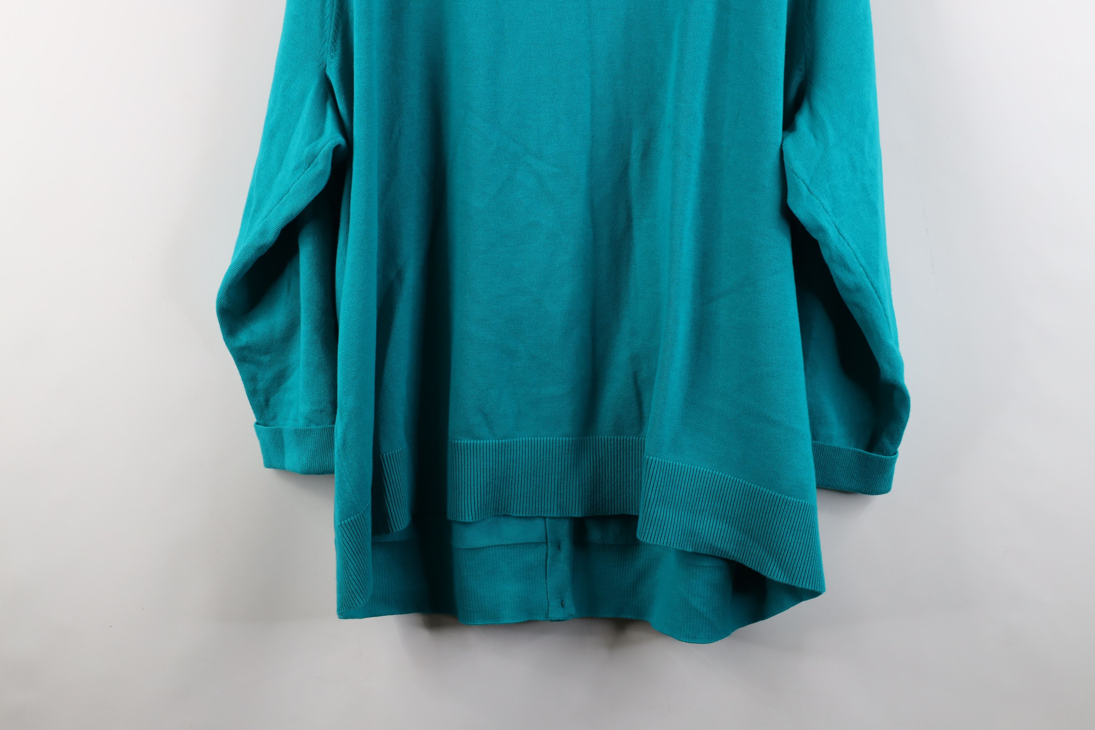 Lands' End × Vintage Vintage Lands End Supima Cotton Knit Cardigan Sweater Teal Size 3XL / US 20-22 - 11 Thumbnail