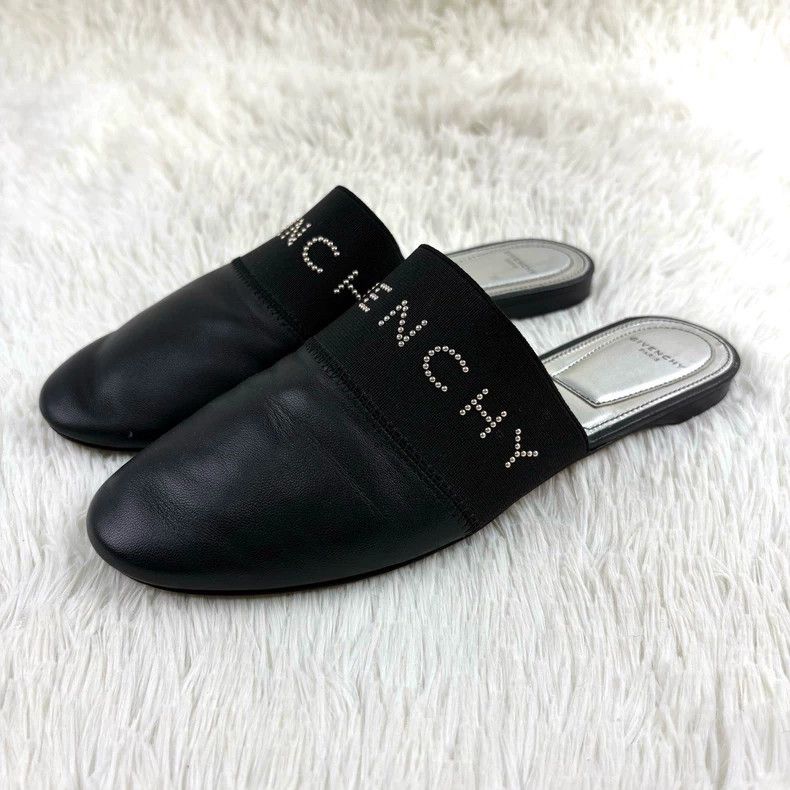 Givenchy Givenchy Black Lamb Leather Slippers Size US 5.5 / EU 38 - 1 Thumbnail