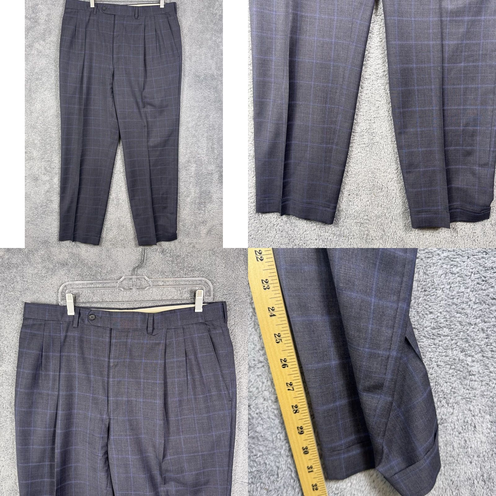 Jack Victor Jack Victor Loro Piana Suit Men 42R 37R Super 120s Wool Windowpane Luxor CT 2pc Size 42R - 10 Thumbnail