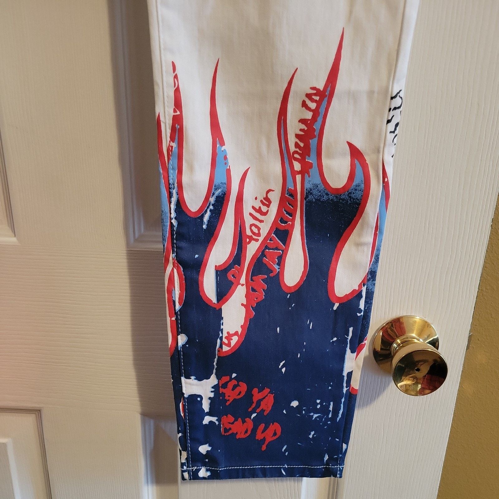 Jean Y2K Vintage Jeans Graffiti Slim Size 33 Streetwear Painted Size US 33 - 6 Thumbnail