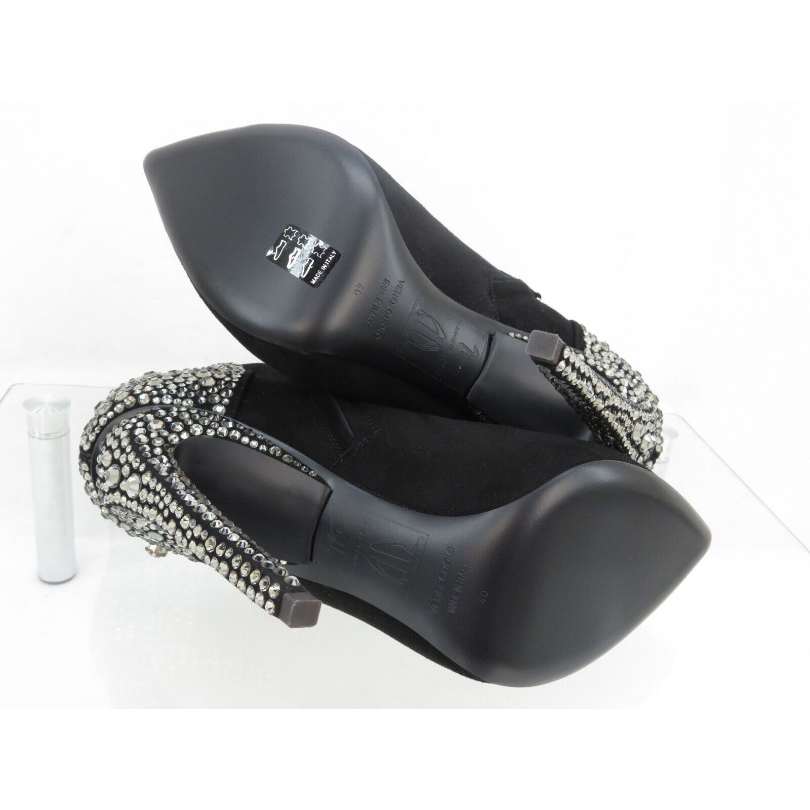 Giuseppe Zanotti LOPEZ FRIDA 120 BLACK SUEDE CRYSTALS ZIP BOOTIE PUMPS 40 Size US 10 / IT 40 - 11 Thumbnail