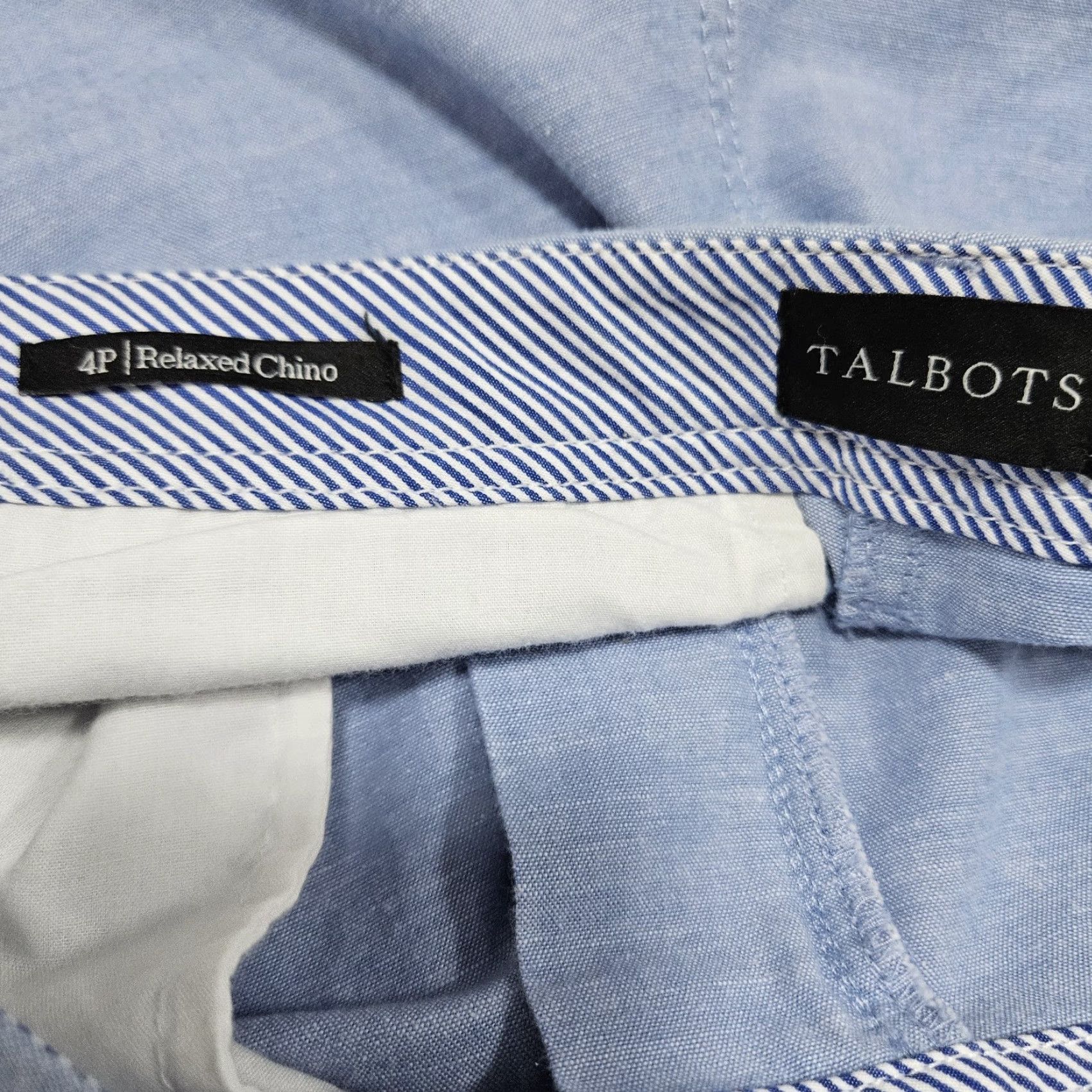 Talbots Talbots Blue Relaxed Chambray 100% Cotton Pants 4P Petite Women Chino Flat Front Mid Rise Tapered Size 27" / US 4 / IT 40 - 3 Thumbnail