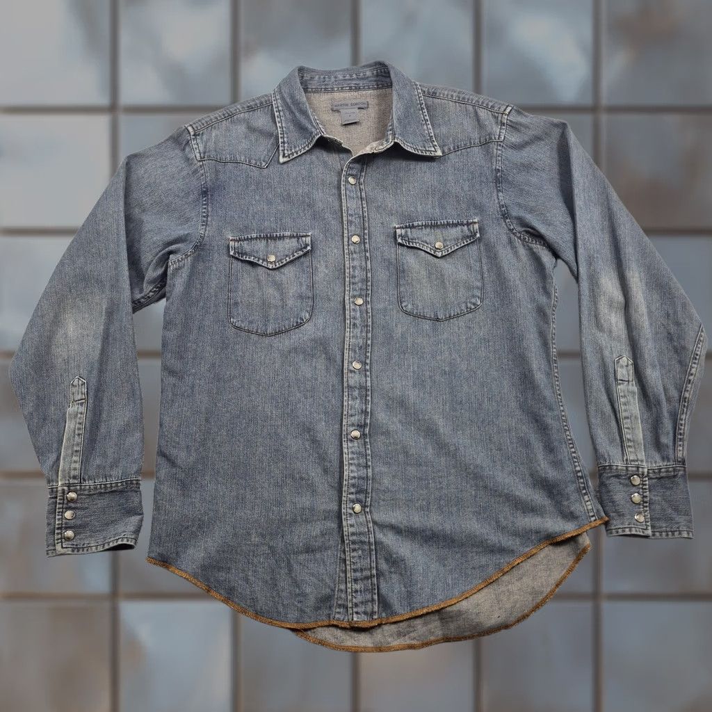 Denime Martin Gordon Western Snap Shirt Mens Medium Denim Long Sleeve Casual Distressed Size US M / EU 48-50 / 2 - 1 Thumbnail