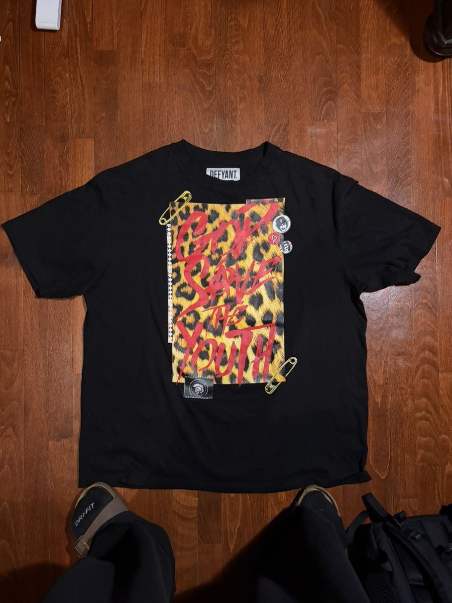 DEFYANT “GOD SAVE THE YOUTH” Cheetah Print T-shirt