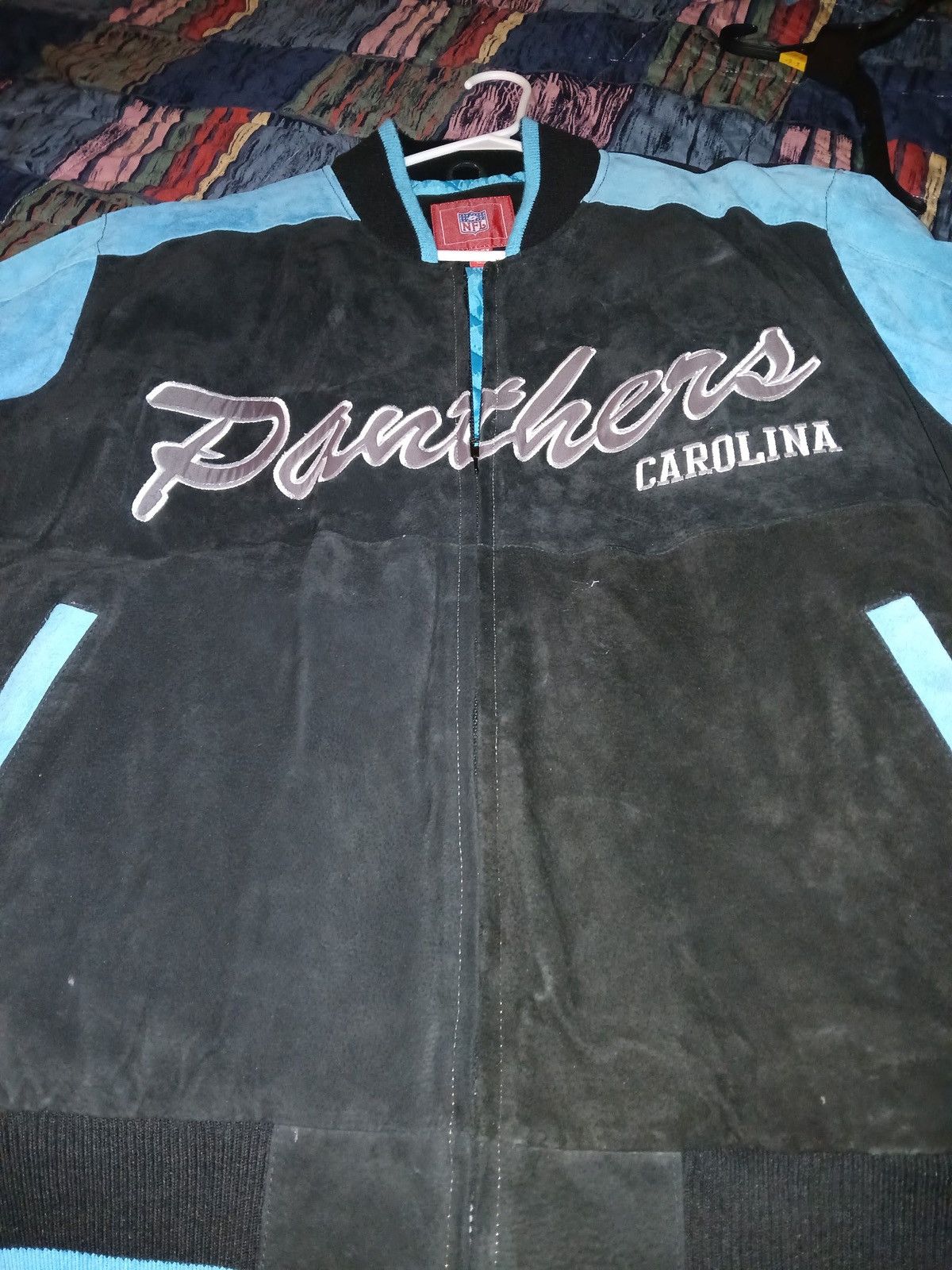 NFL Vintage Suede NFL Carolina Panthers Varsity Jacket Size US XL / EU 56 / 4 - 1 Thumbnail