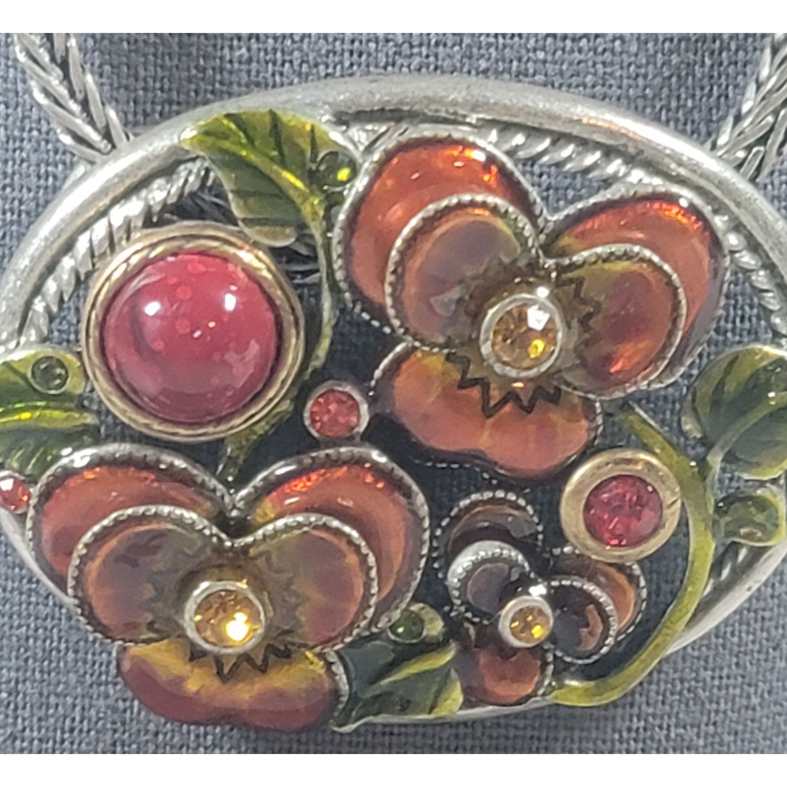 Other Red Green Butterfly Floral Pendent Wheat Chain 10" Necklace Size ONE SIZE - 2 Thumbnail