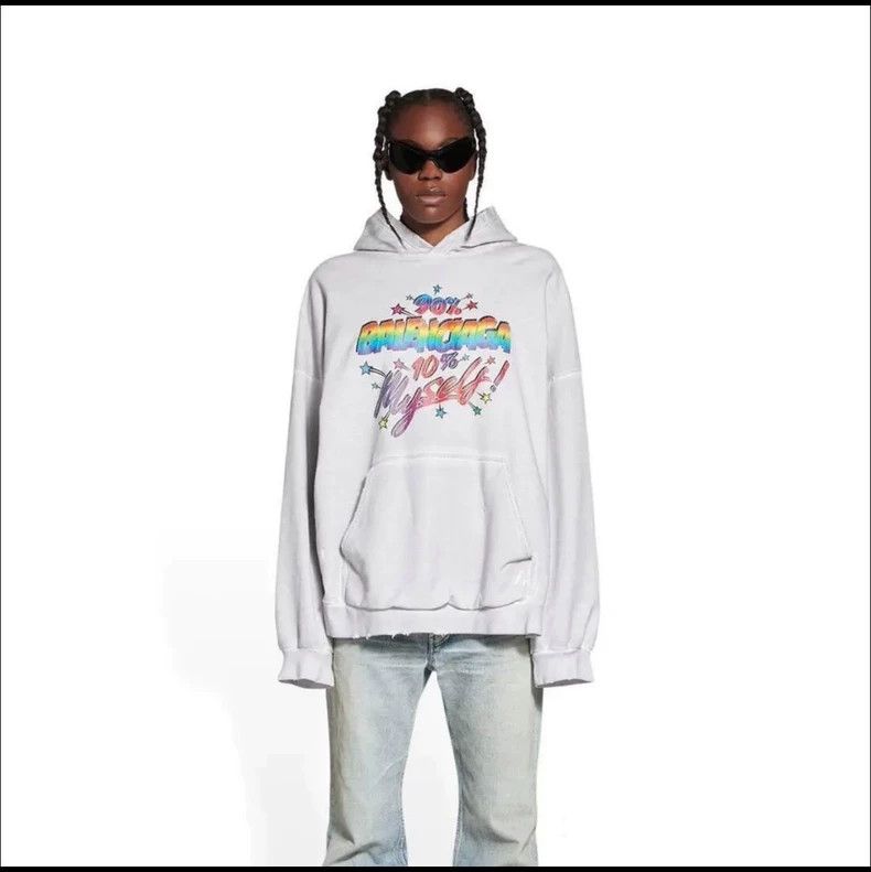 Balenciaga Balenciaga FW22 rainbow graffiti logo grey hooded sweatshir Size US S / EU 44-46 / 1 - 7 Thumbnail