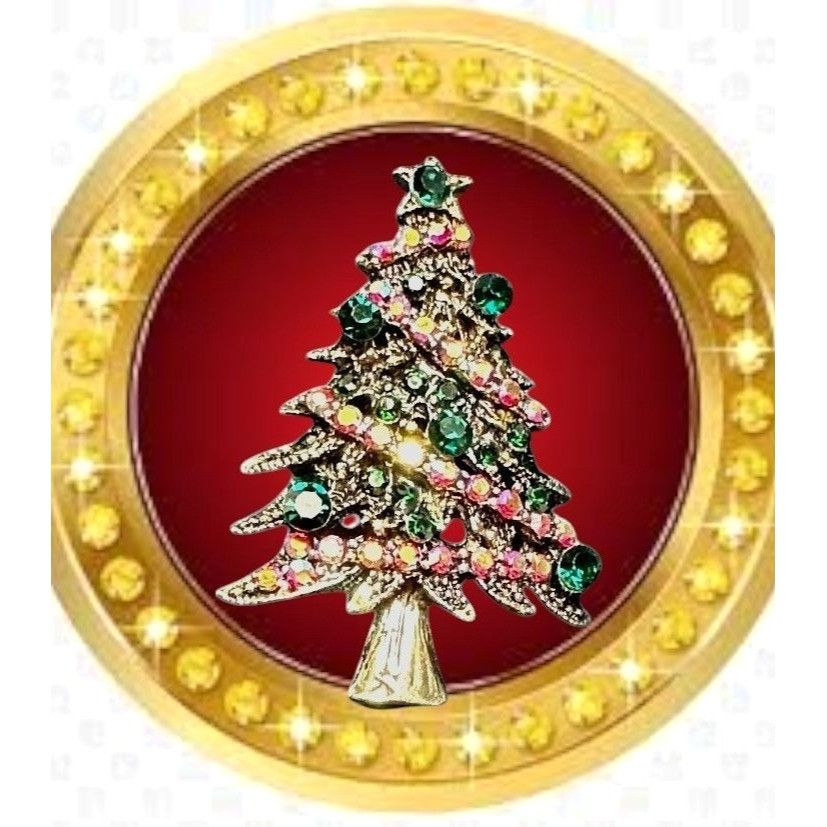 Handmade Christmas in Dixie Brooch Pin New Topaz Garland Garnet Green Size ONE SIZE - 5 Thumbnail
