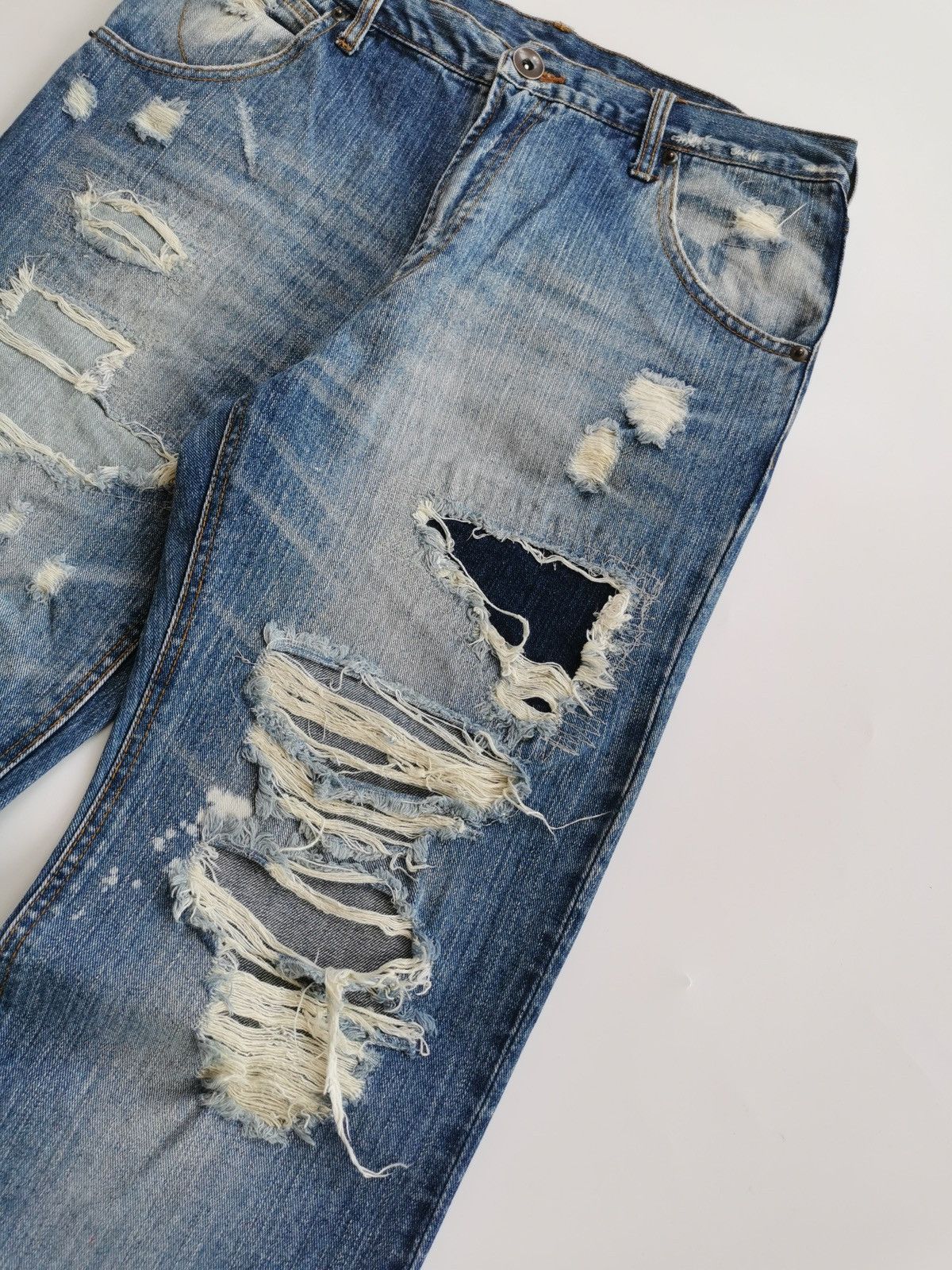 Kapital Edge G-Land Boro Patchwork Destroyed Denim Jeans Size US 30 / EU 46 - 2 Thumbnail