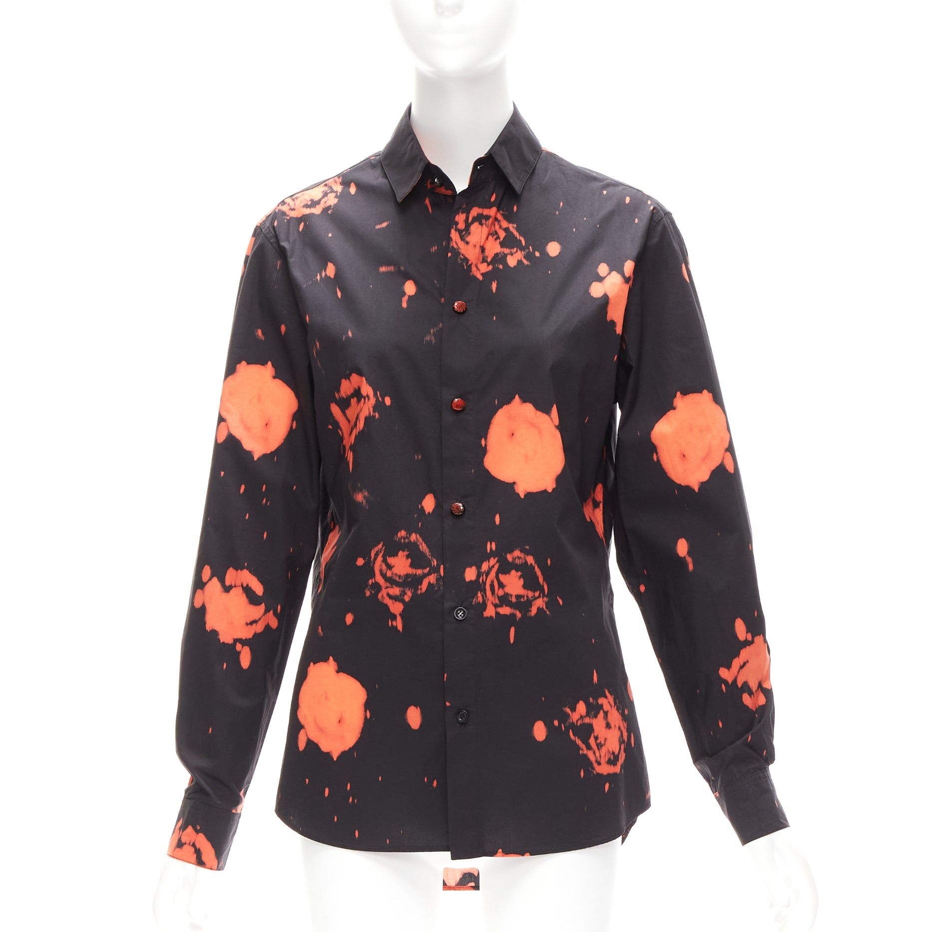 Marni MARNI red black splatter tie dye rose print cotton button-up shirt IT38 XS Size XS / US 0-2 / IT 36-38 - 1 Thumbnail