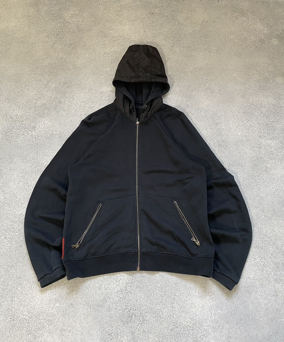 トップス PRADA SPORT nylon knit zip hoodie AW15 PRADA SPORT NYLON PLATED ZIP HOODIE (L) - Jazzy Badger
