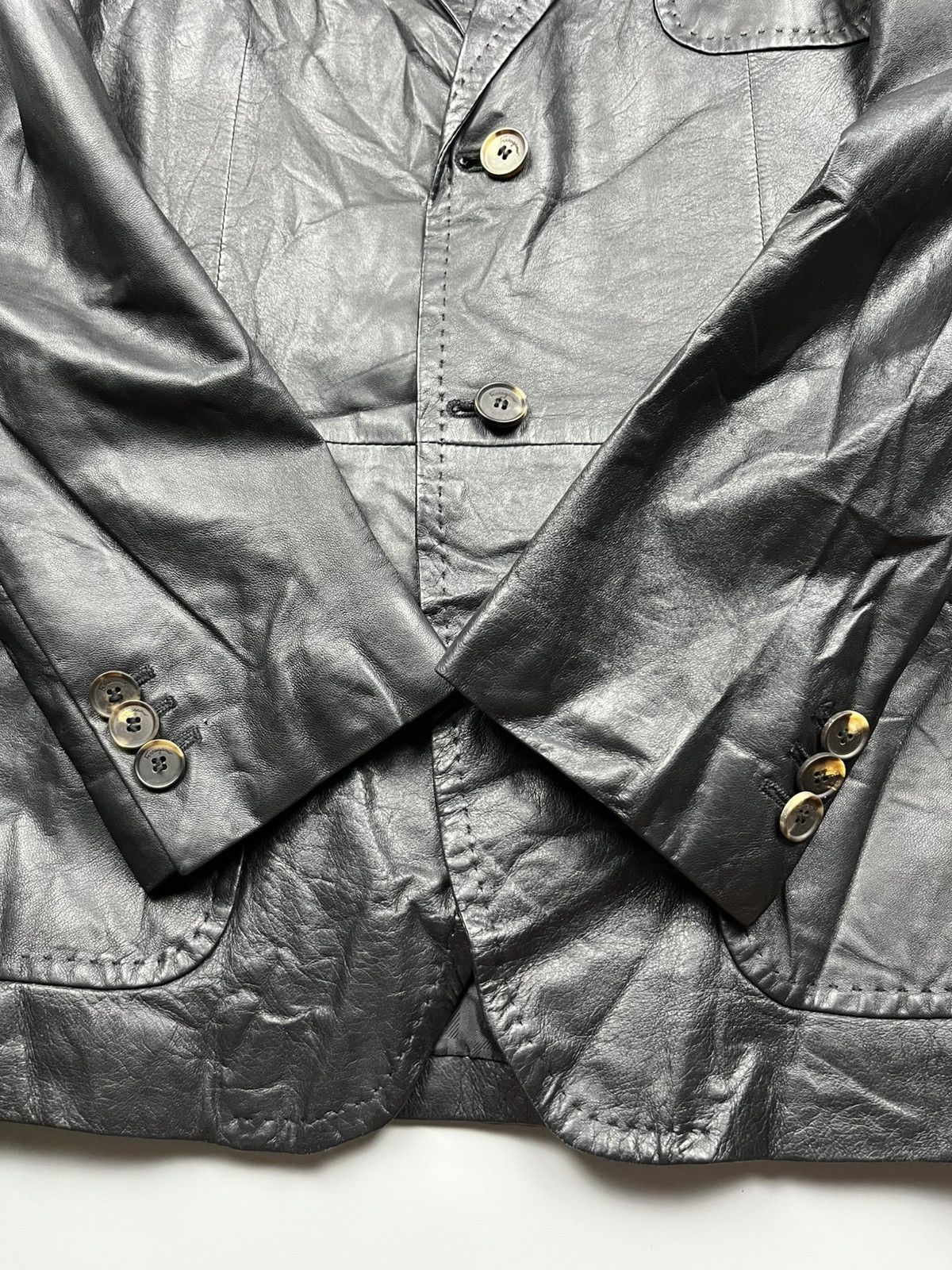 Salvatore Ferragamo Salvatore Ferragamo - Leather Blazer - Jacket Size US M / EU 48-50 / 2 - 9 Thumbnail