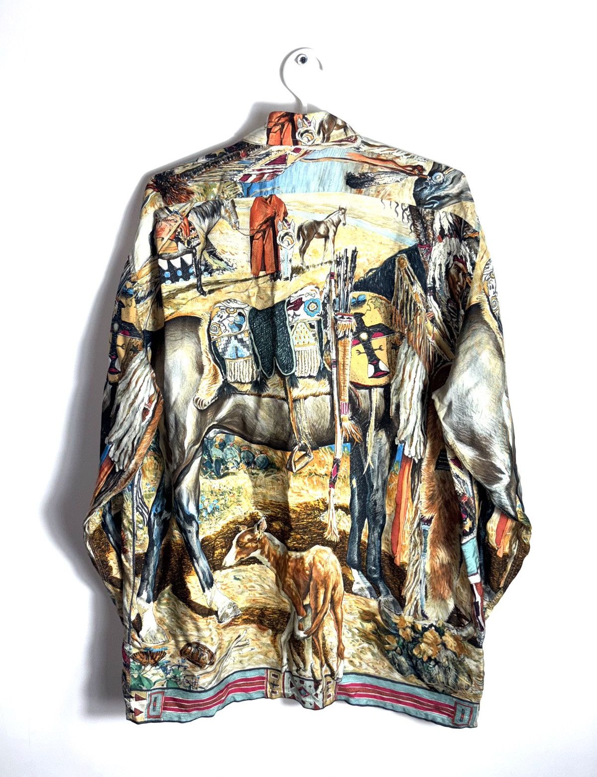 Hermes Vintage Hermes Les Cheyennes silk shirt Size US M / EU 48-50 / 2 - 2 Thumbnail