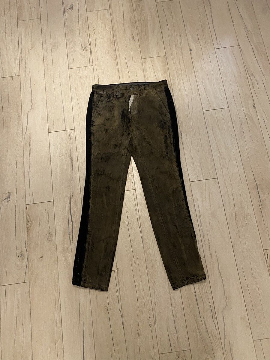 image of Avant Garde x Galliano Ds! Galliano Handpainted Brown Denim Biker Pants, Men's (Size 34)