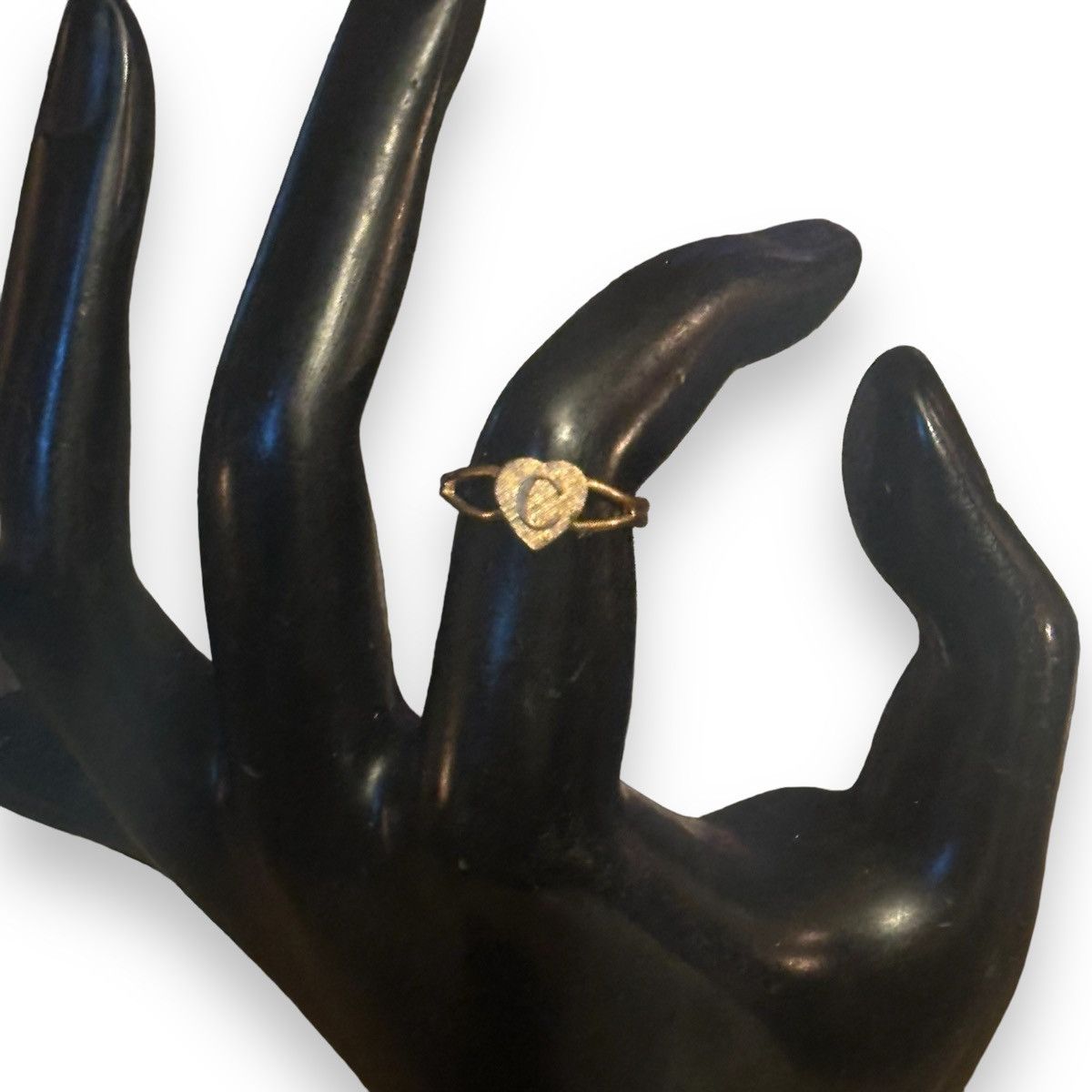Vintage Vintage letter C heart shaped adjustable ring Size ONE SIZE - 2 Thumbnail