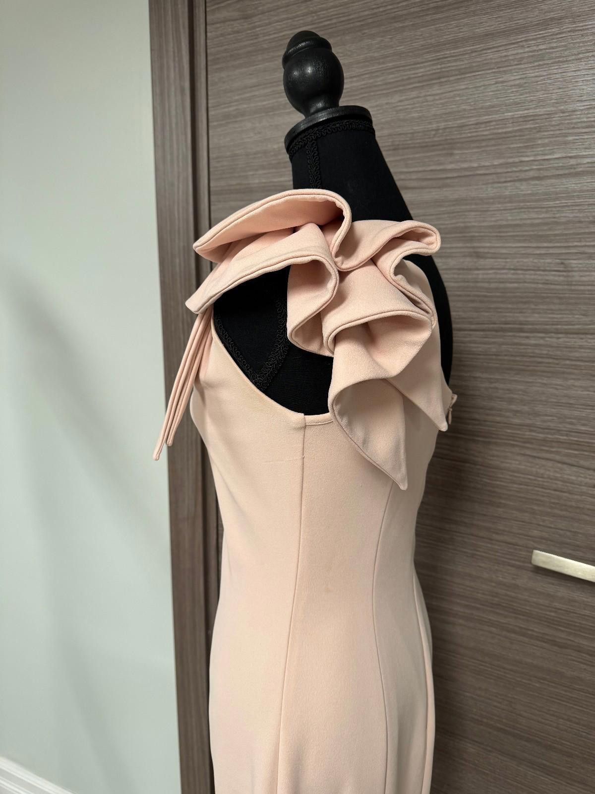 Other Betsy & Adam Blush One Shoulder Midi Dress Sz6 Ruffle Sheath Size M / US 6-8 / IT 42-44 - 7 Thumbnail