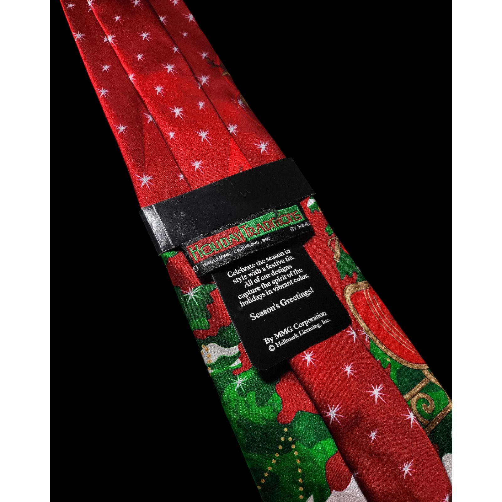 Other NWT Holiday Traditions 100% Silk Santa Sleigh Reindeer Tie Size ONE SIZE - 5 Thumbnail