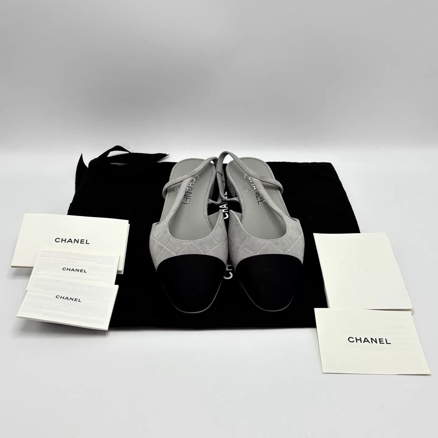 Chanel CHANEL 25C Gray Quilted Crystal Slingback Size US 7 / IT 37 - 4 Thumbnail