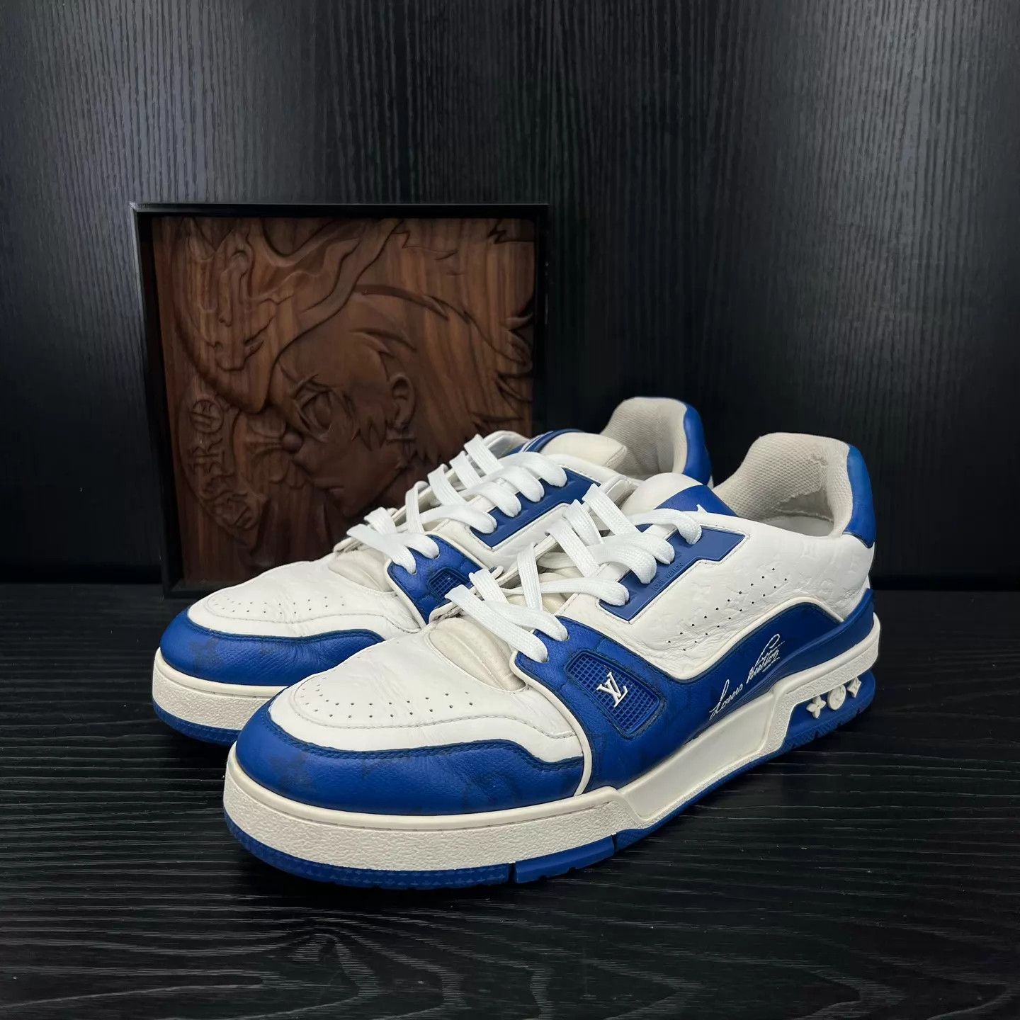 Louis Vuitton LV Trainer White & Blue Embossed 42 Size US 9 / EU 42 - 1 Thumbnail