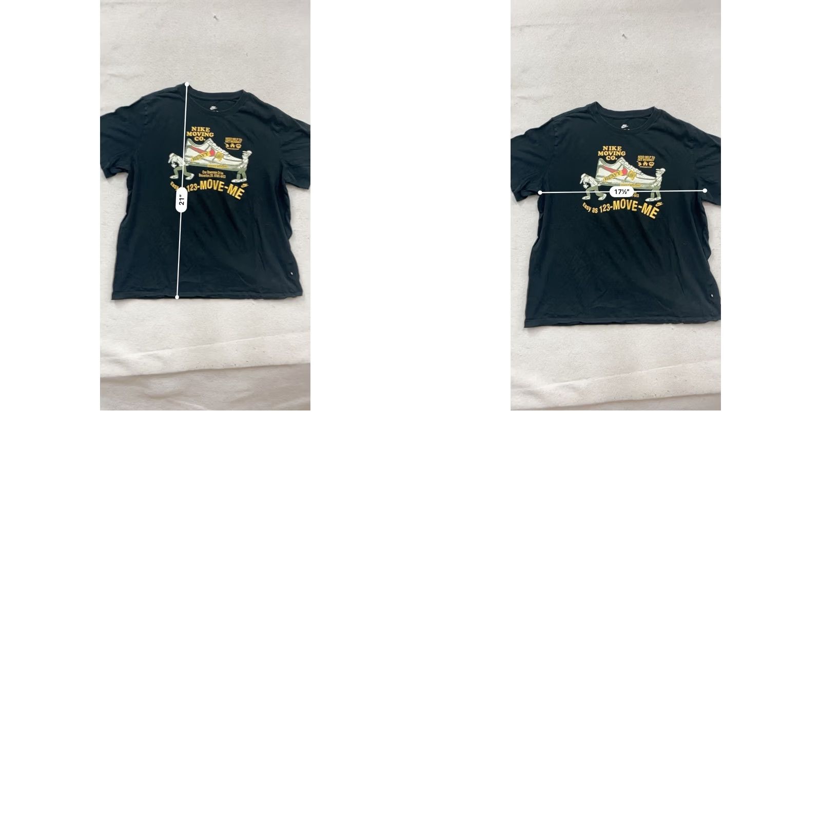 Nike Nike Moving Co. Graphic T-Shirt XL Black Cotton Unisex Adults Short Sleeve Crew Neck Graphic 100% Cotton Vintage? (If vintage not specified, omit) Size US XL / EU 56 / 4 - 8 Thumbnail