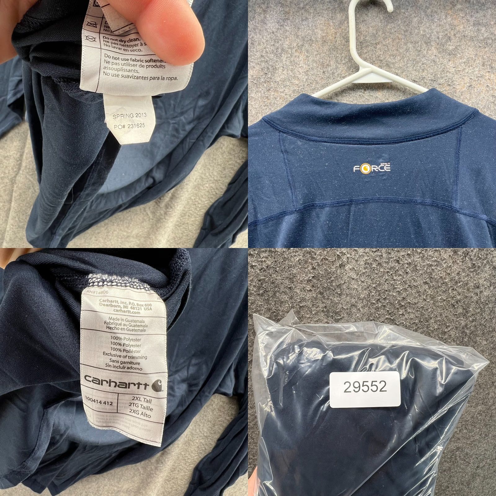 Carhartt VINTAGE Carhartt Shirt Mens 2XLT Blue Quarter Zip Long Sleeve Pullover Size US XXL / EU 58 / 5 - 8 Thumbnail