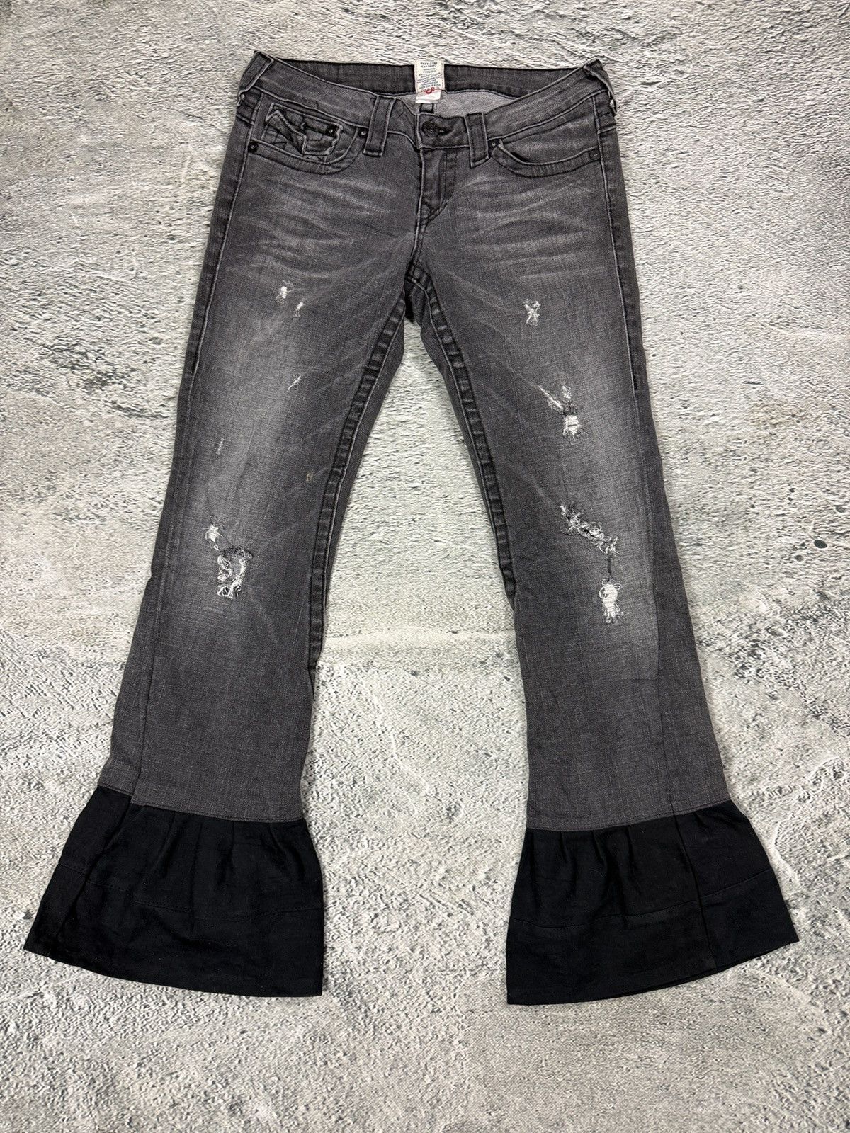 True Religion True Religion jeans grey black thick stitching Joey flared Size 29" - 3 Thumbnail