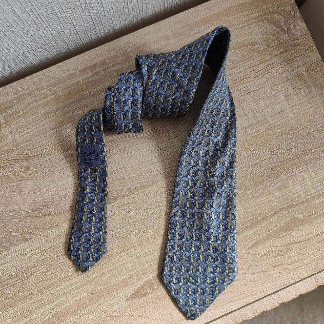 Hermes Hermes Paris Silk Tie 7768 FA Plants Blue Size ONE SIZE - 2 Thumbnail