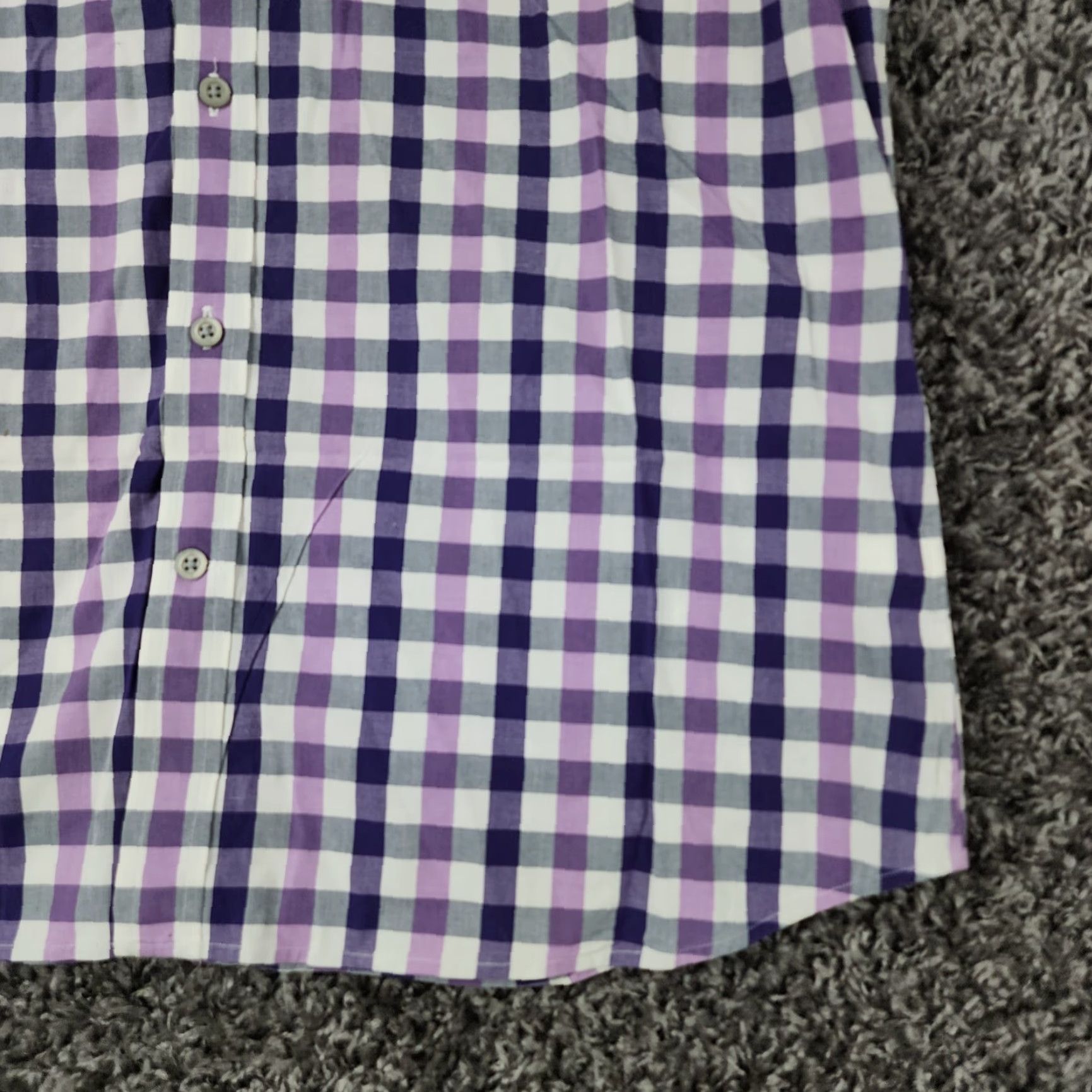 Banana Republic Banana Republic Men's Plaid Short Sleeve Button-Up Shirt Size L Purple Size US 33 - 2 Thumbnail