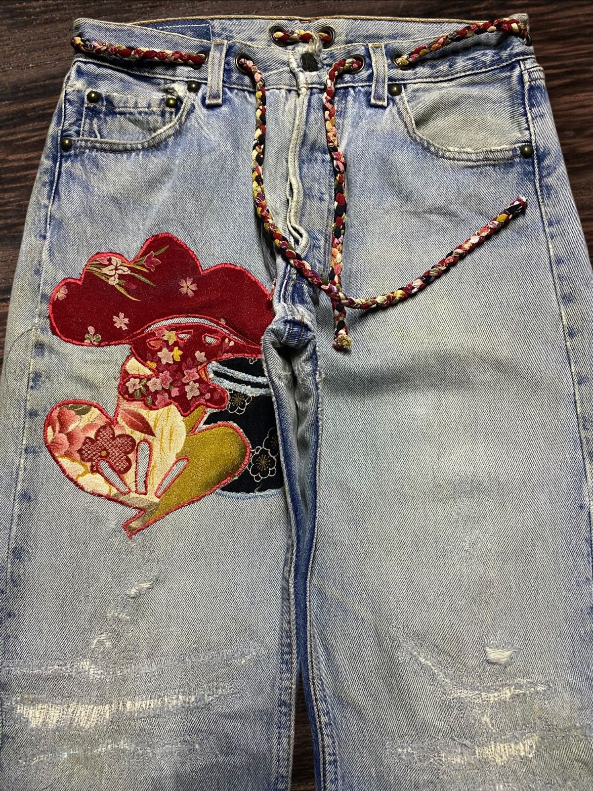Kapital Vintage Japanese Brand Embroidery Diary Streetwear Jeans Size US 29 - 3 Thumbnail