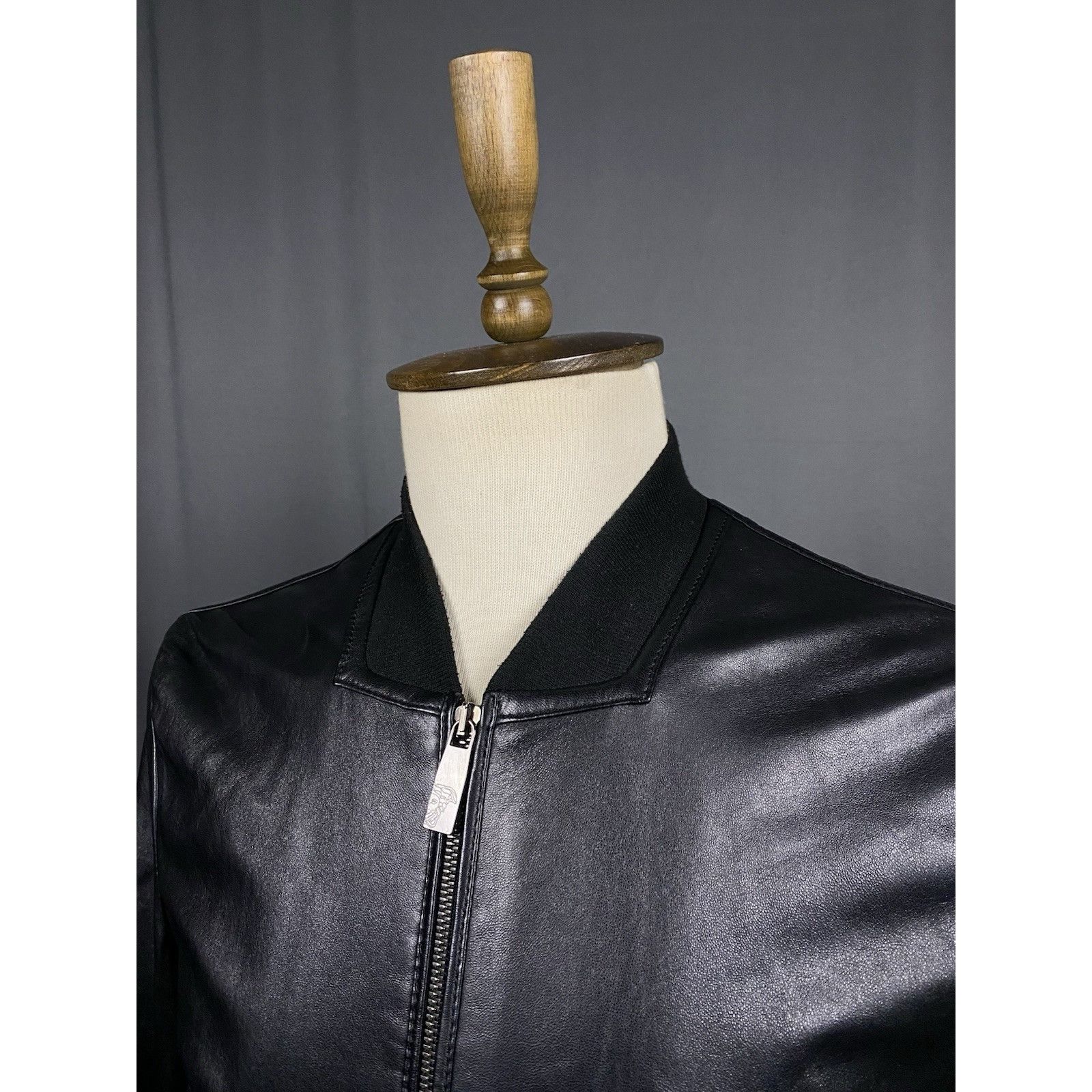 Versace Versace Collection Men's Black Leather Bomber Jacket Size 5 Size US M / EU 48-50 / 2 - 5 Thumbnail