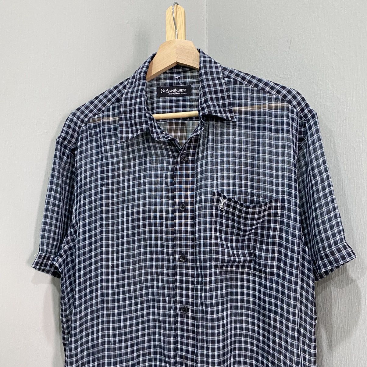 Yves Saint Laurent Vintage Yves Saint Laurent (YSL) Embroidered Logo Checkered Size US L / EU 52-54 / 3 - 3 Thumbnail