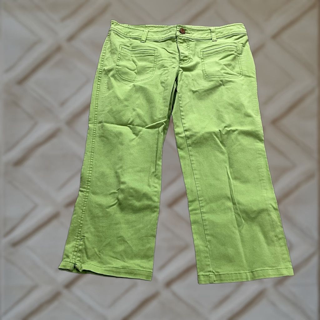 American Eagle Outfitters VINTAGE American Eagle Womens Cropped Jeans 8 Green Stretch Denim 21-Inch Inseam Regular Fit Women Size 30" / US 8 / IT 44 - 1 Thumbnail